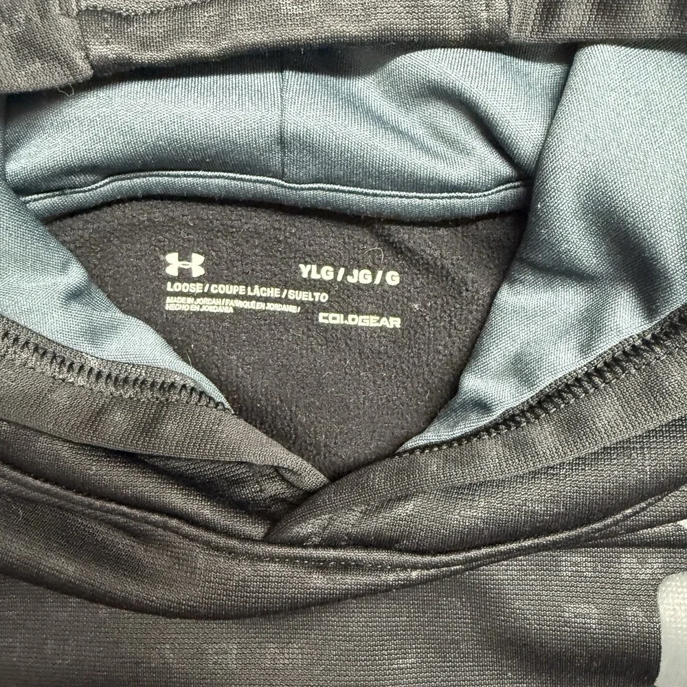 Under Armour Youth‎ Large ColdGear Hoodie Black Loose Fit Pullover YLG